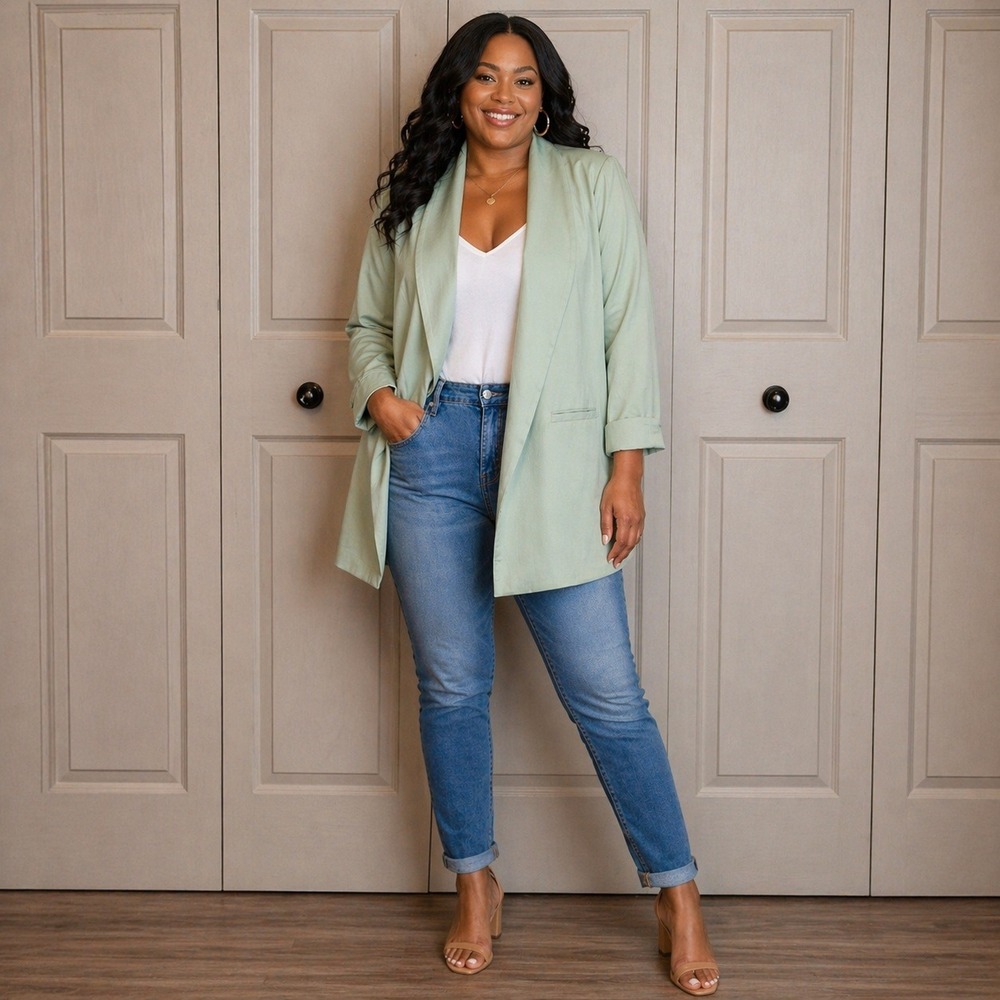 Torrid Studio Sage Green Open Front Blazer Spring Jacket 1X